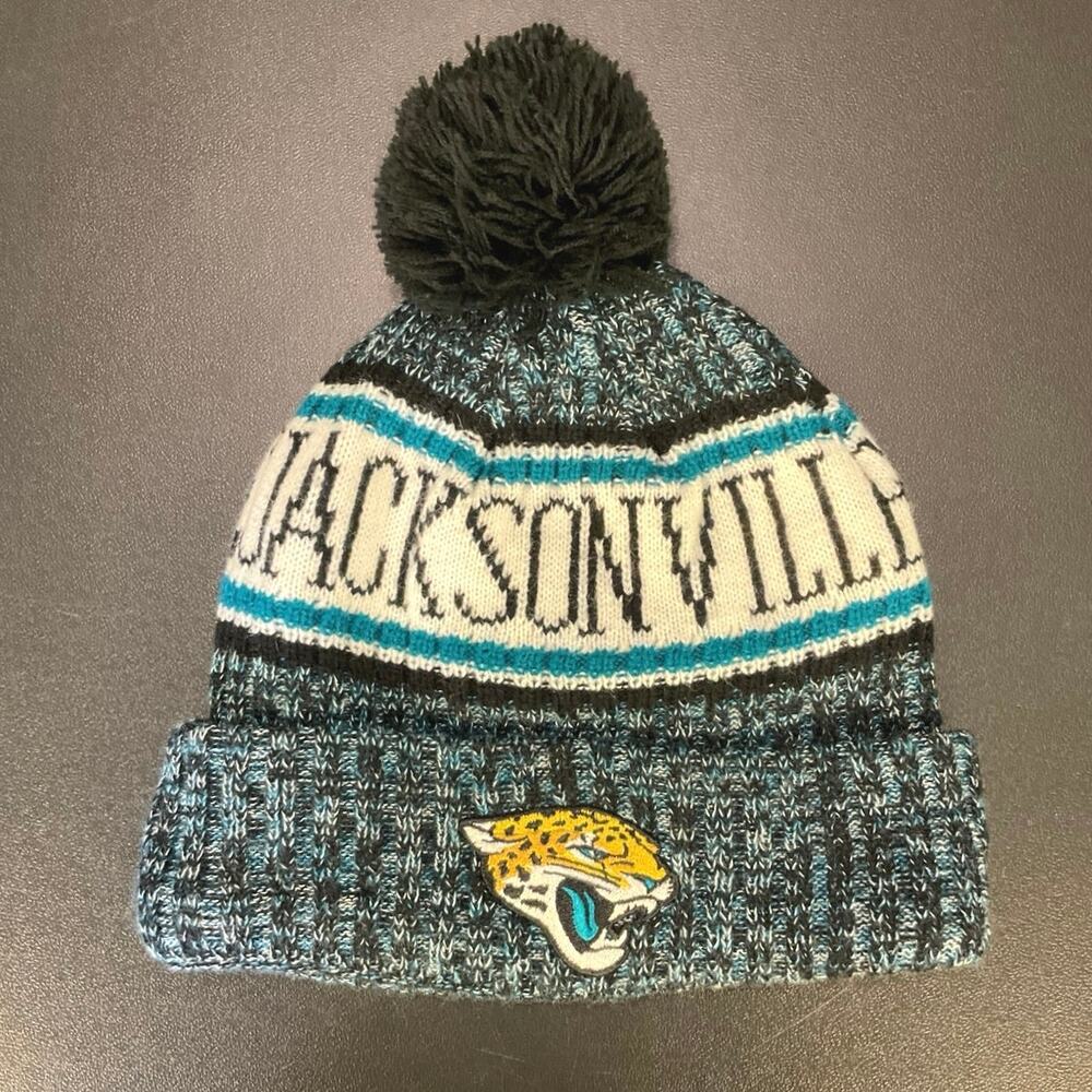 New Era Jacksonville Jaguars NFL Knit Pom Beanie Hat Teal Black One Size